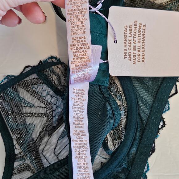 Savage X Fenty Shining Star Embroidered Unlined Demi Bra Blue Women's Size 34C - Picture 7 of 9